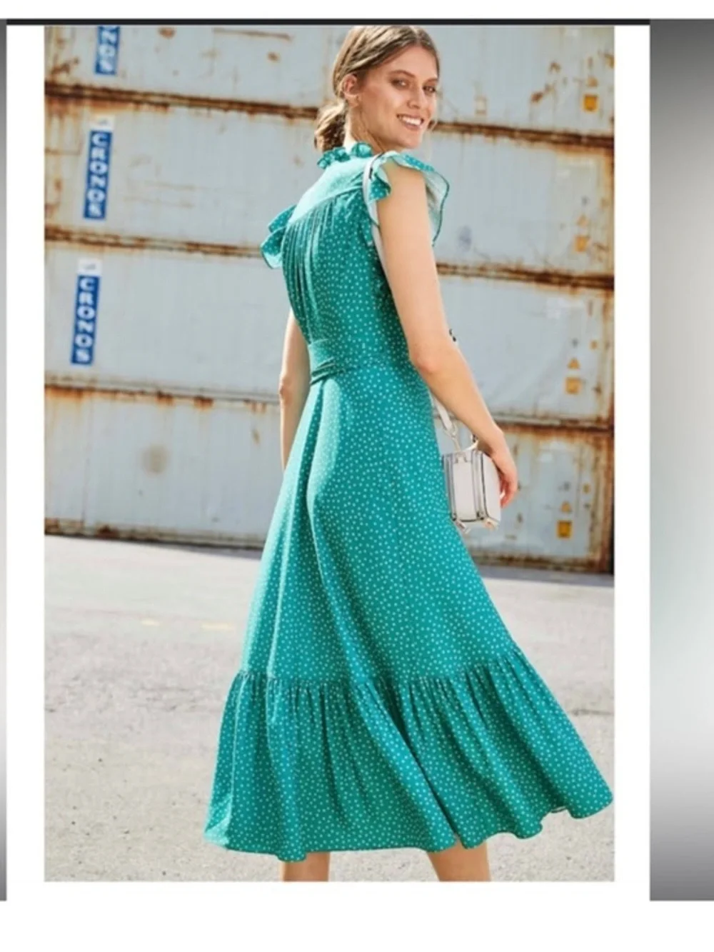 kate spade poolside green & pink  Polka ruffle Dot Wrap  Dress NwT
